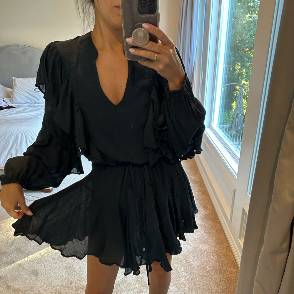 VICI flowy long sleeve blue dress